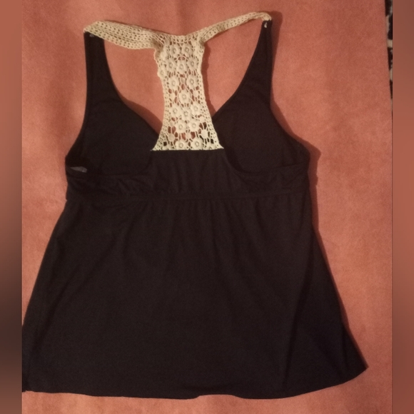 Lucky Brand Croched Racer Back Bathing Suit Top/Tank Top  Size L Dark Blue - Picture 2 of 2